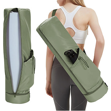 Cryotex Yoga Mat Bag, Full Zip Cargo Yoga Mat Carrier Bag with Drawstring Water Bottle Pocket and Bottom Wet Pocket