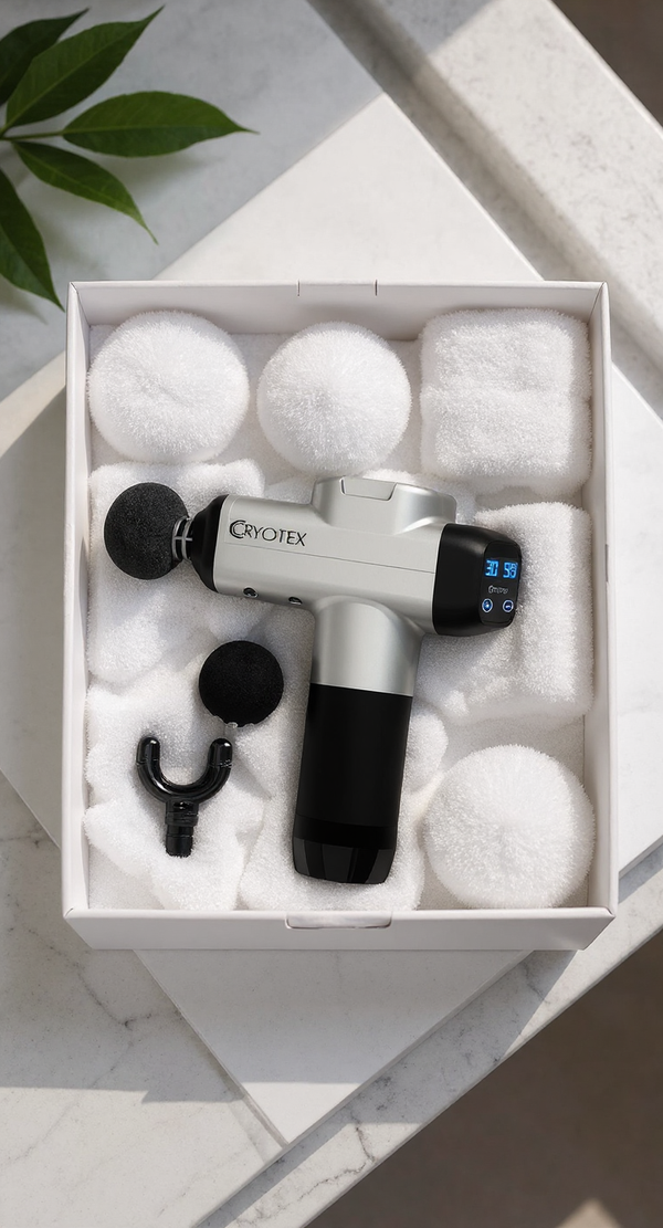 Cryotex Dual Massage Gun Set with 8 Turkish Towels – Deep Tissue Muscle Recovery & Holiday Gift Bundle