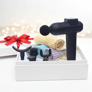 Cryotex Massage Gun Wellness Set Black  +  4 Turkish Towels